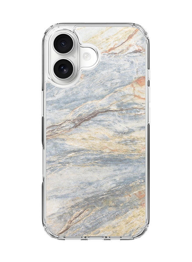Stylizedd كلاسيك كيس ماج سيف شفاف لهاتف iPhone 17, كيس هجين ناعم الحواف مرن مقاوم للسقوط TPU PC جل رقيق شفاف [مصمم لهاتف iPhone 17] - تصميم رخامي رمادي كلاسيكي - Image 1