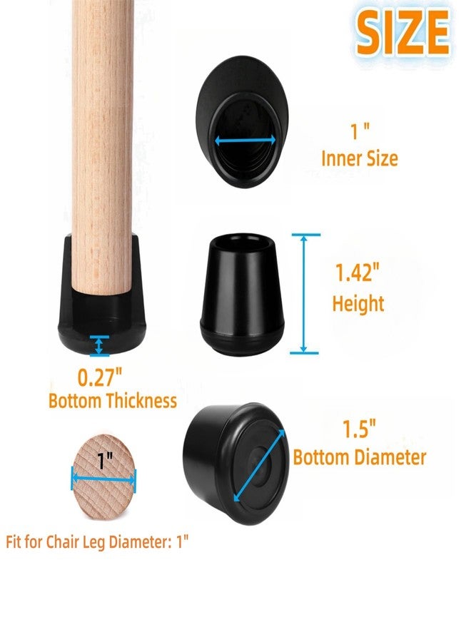 Furnigear أغطية أطراف أرجل الكراسي مقاس 1 بوصة، أطراف أرجل مطاطية مانعة للانزلاق، أغطية حماية لأرجل الكراسي، أغطية بديلة لأطراف أرجل الكراسي المعدنية القابلة للطي، واقيات أرضية دائرية سوداء لأرجل الكراسي، عبوة من 12 قطعة - Image 3