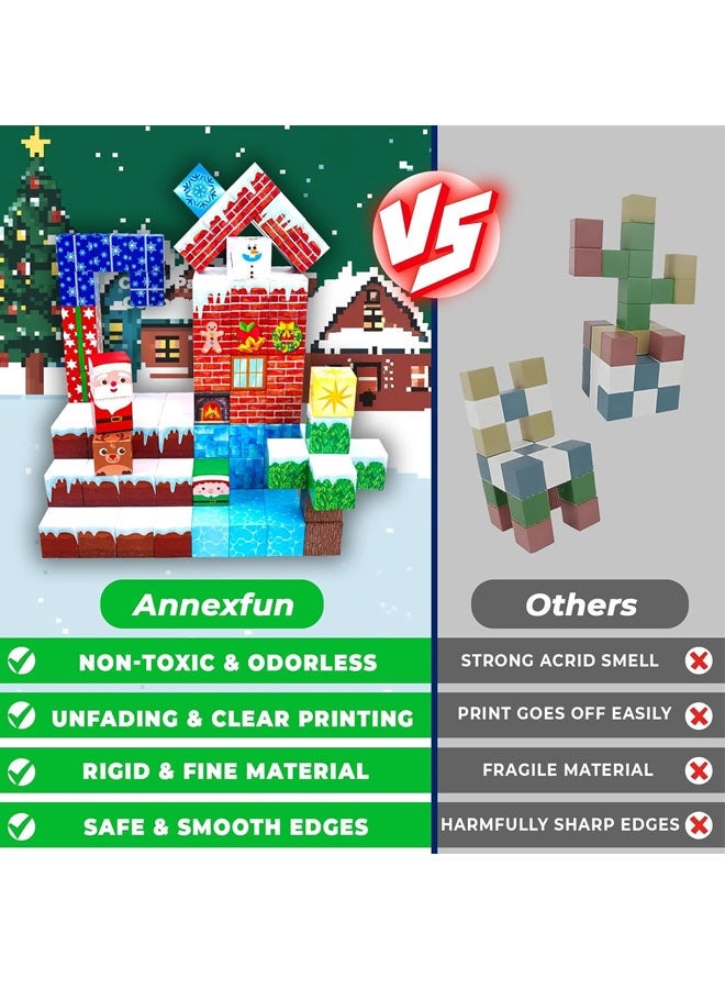 Beauenty Christmas Magnetic Blocks - 150PCS Magnetic Building Blocks Magnet Cubes Stacking, STEM Montessori Sensory Toys for Kids Boys Girls Ages 3-5 6-8 Christmas Holiday Easter Birthday Gifts - Image 4