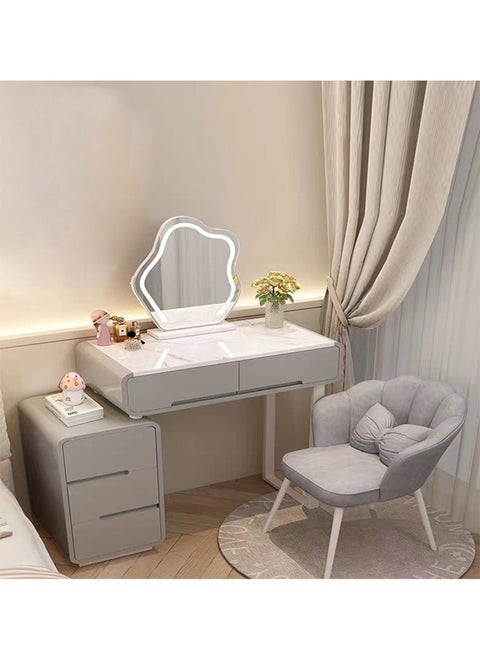 Makeup Vanity Table Dressing Table Flip Mirror With Drawers And Chair With BT Speaker ,wireless charger and USB port 80CM