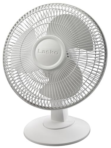 Lasko 12 Oscillating Table Fan for Home Offices Bedrooms Living Rooms 3Speeds Widespread Oscillation TiltBack Fan Head Portable White 2012