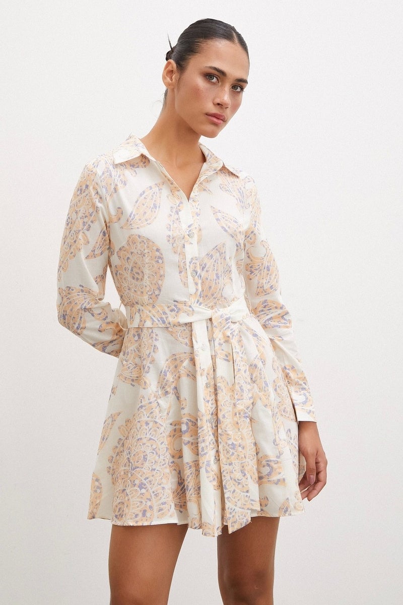 Never More Godeli Patterned Dress Cream - Image 4
