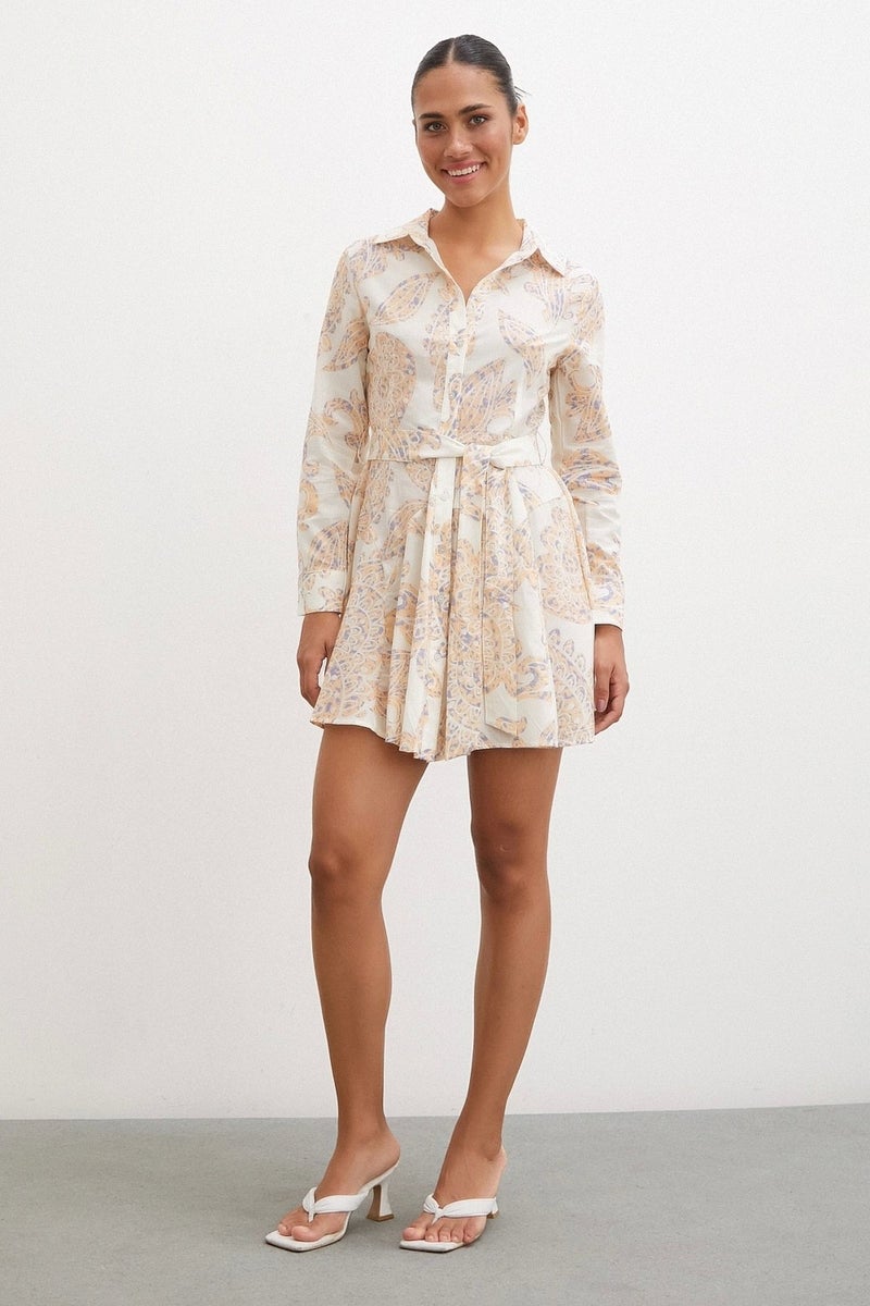 Never More Godeli Patterned Dress Cream - Image 1