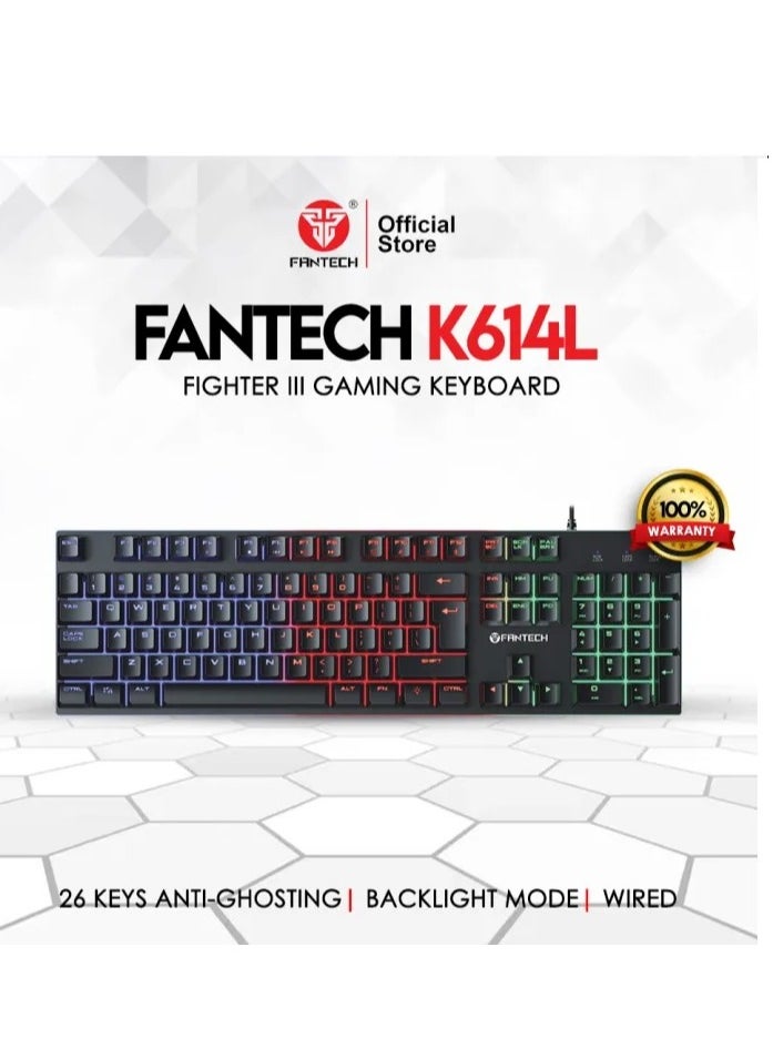 FANTECH Fantech Fighter III K614l RGB Gaming Keyboard with Anti-Ghosting  - Image 1