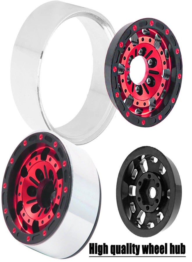 hopsupRC 1.0 RC Wheels RC Truck Tires for 1/18 1/24 TRX4M,SCX24,FCX24 RC Crawler,Alloy 1.0‘’ Beadlock RC Truck Tires RC Wheels (4pcs Red) - Image 4