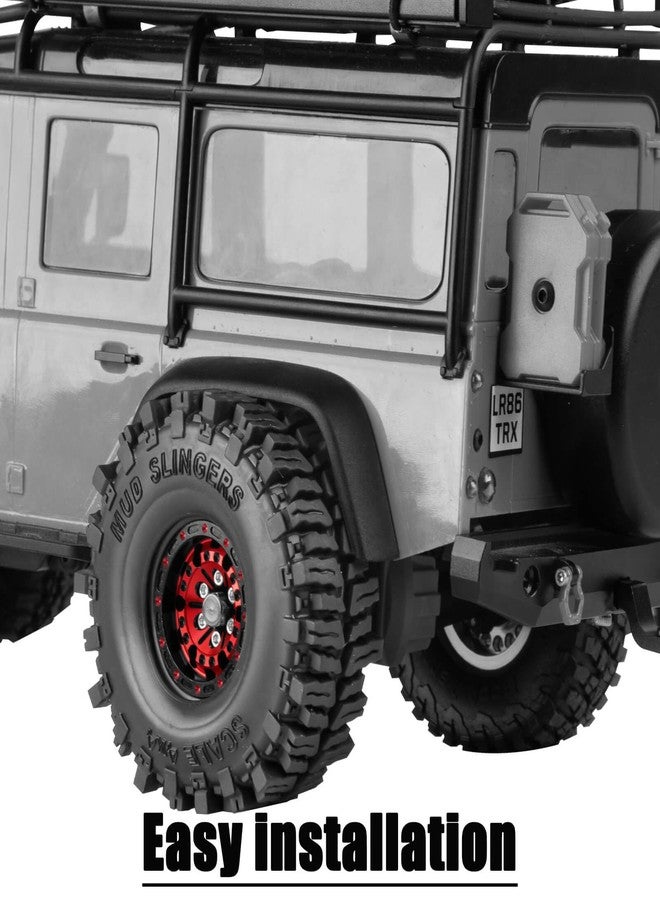 hopsupRC 1.0 RC Wheels RC Truck Tires for 1/18 1/24 TRX4M,SCX24,FCX24 RC Crawler,Alloy 1.0‘’ Beadlock RC Truck Tires RC Wheels (4pcs Red) - Image 3