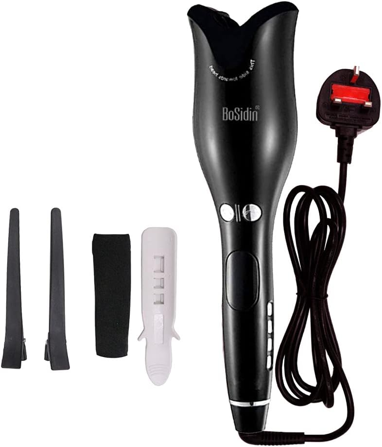بوسيديان مكواة تجعيد احترافية أوتوماتيكية Air Curler Spin N Curl 1 بوصة سيراميك دوارة (أسود) - Image 1