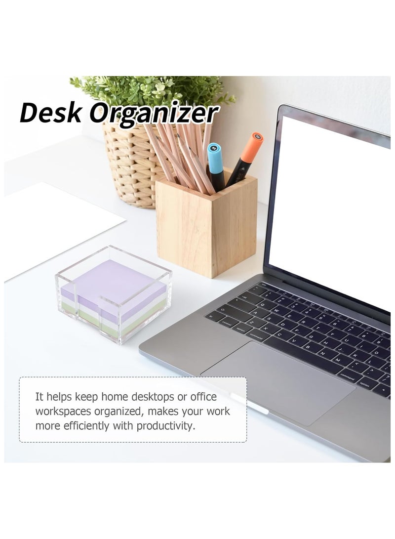 TPGP Acrylic Sticky Note Holder - 3 x 3 Crystal Clear Acrylic Notepad Dispenser for Dorm Room and Office Desk Organizer - Image 3