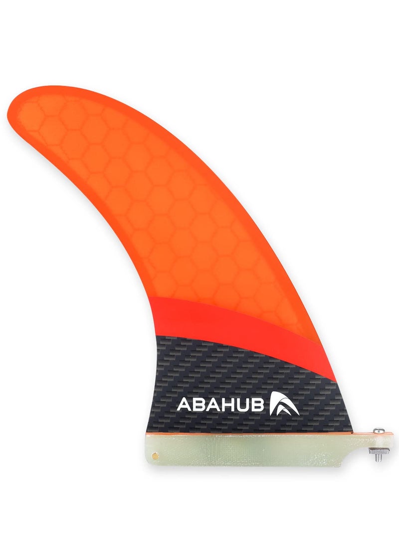 Abahub Abahub 9'' SUP Single Center Fin, No Tool Fin Screw, Fiberglass+Teak Veneer 9 inch SUP Replacement Fins for Surfboard, Stand-up Paddle Board, Longboard, Fiberglass with Teak Veneer  - Image 1
