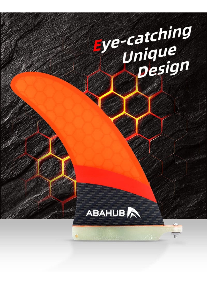 Abahub Abahub 9'' SUP Single Center Fin, No Tool Fin Screw, Fiberglass+Teak Veneer 9 inch SUP Replacement Fins for Surfboard, Stand-up Paddle Board, Longboard, Fiberglass with Teak Veneer  - Image 5