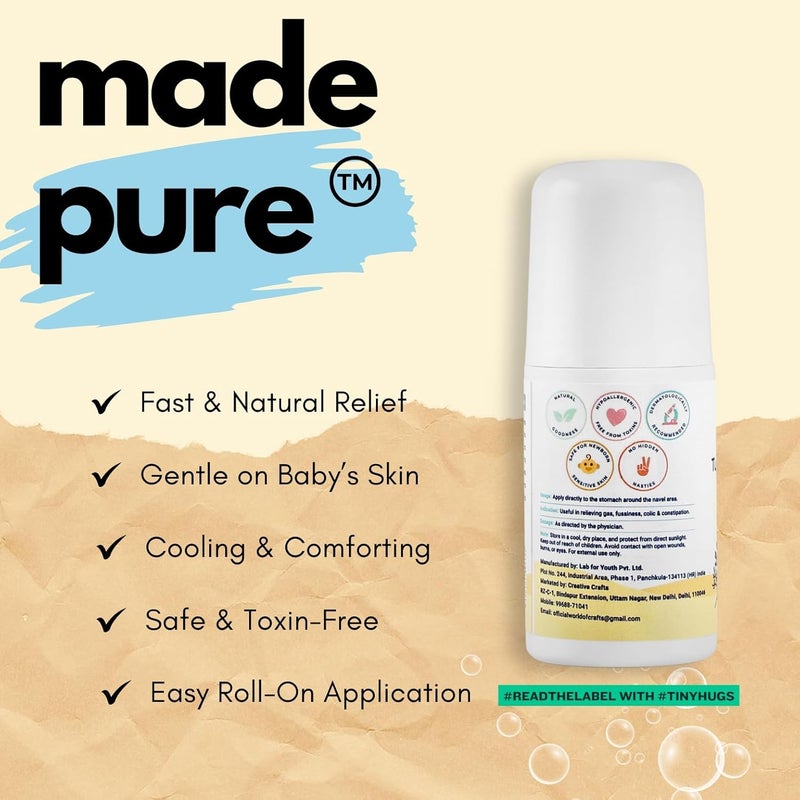 TinyHugs Tummy Roll On for Kids | Relieves Colic, Gas & Indigestion with the Ayurvedic Goodness of Natural Hing & Saunf | 40ml - Image 3