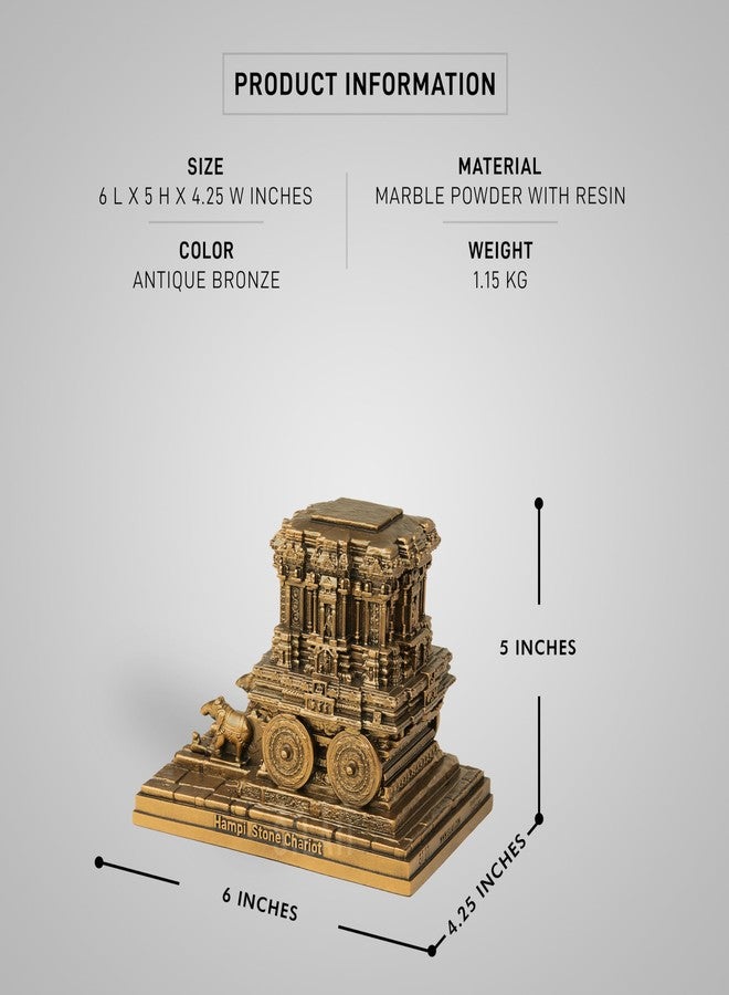 SILAII Hampi Stone Chariot Sculpture – 6 Inch Length Decorative Showpiece | Traditional Indian Temple Art Statue for Home & Office Decor - Image 1
