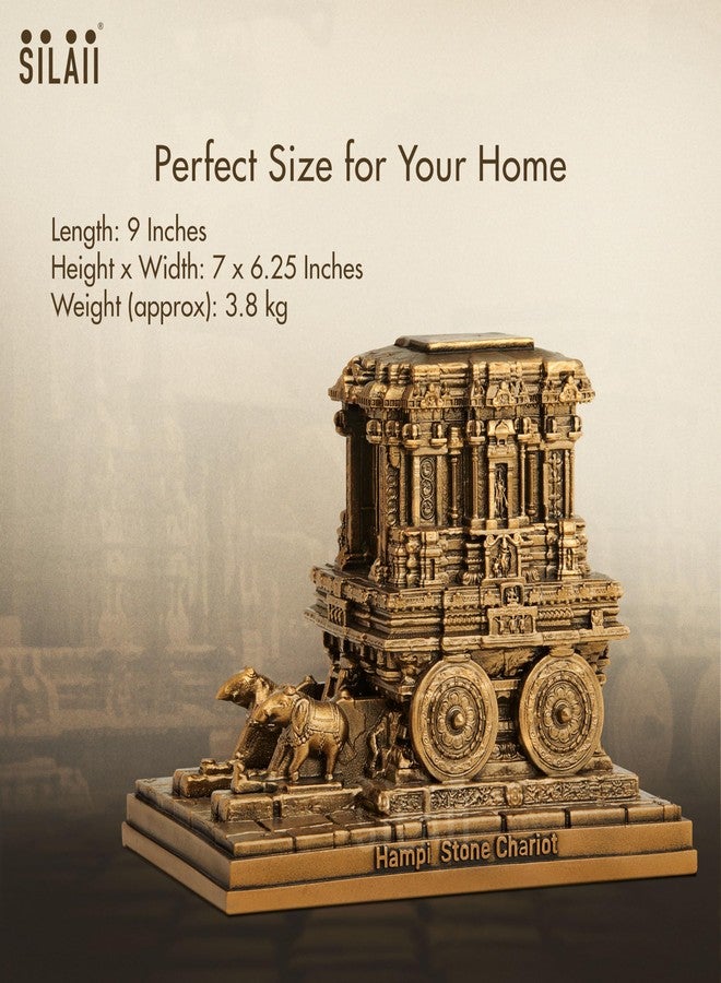 SILAII Hampi Stone Chariot Sculpture – 6 Inch Length Decorative Showpiece | Traditional Indian Temple Art Statue for Home & Office Decor - Image 4