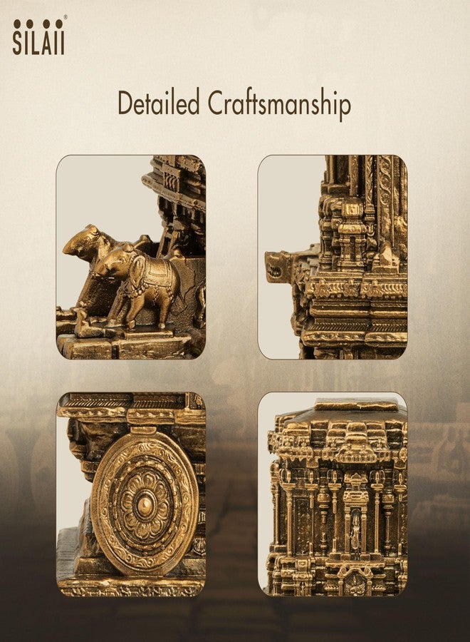 SILAII Hampi Stone Chariot Sculpture – 6 Inch Length Decorative Showpiece | Traditional Indian Temple Art Statue for Home & Office Decor - Image 3