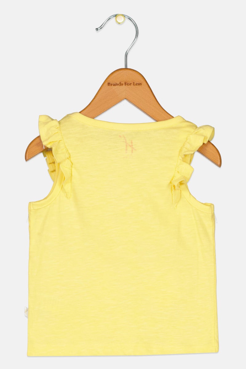 Hamleys Toddlers Girl Round Neck Sleeveless Floral Print Top, Yellow - Image 3