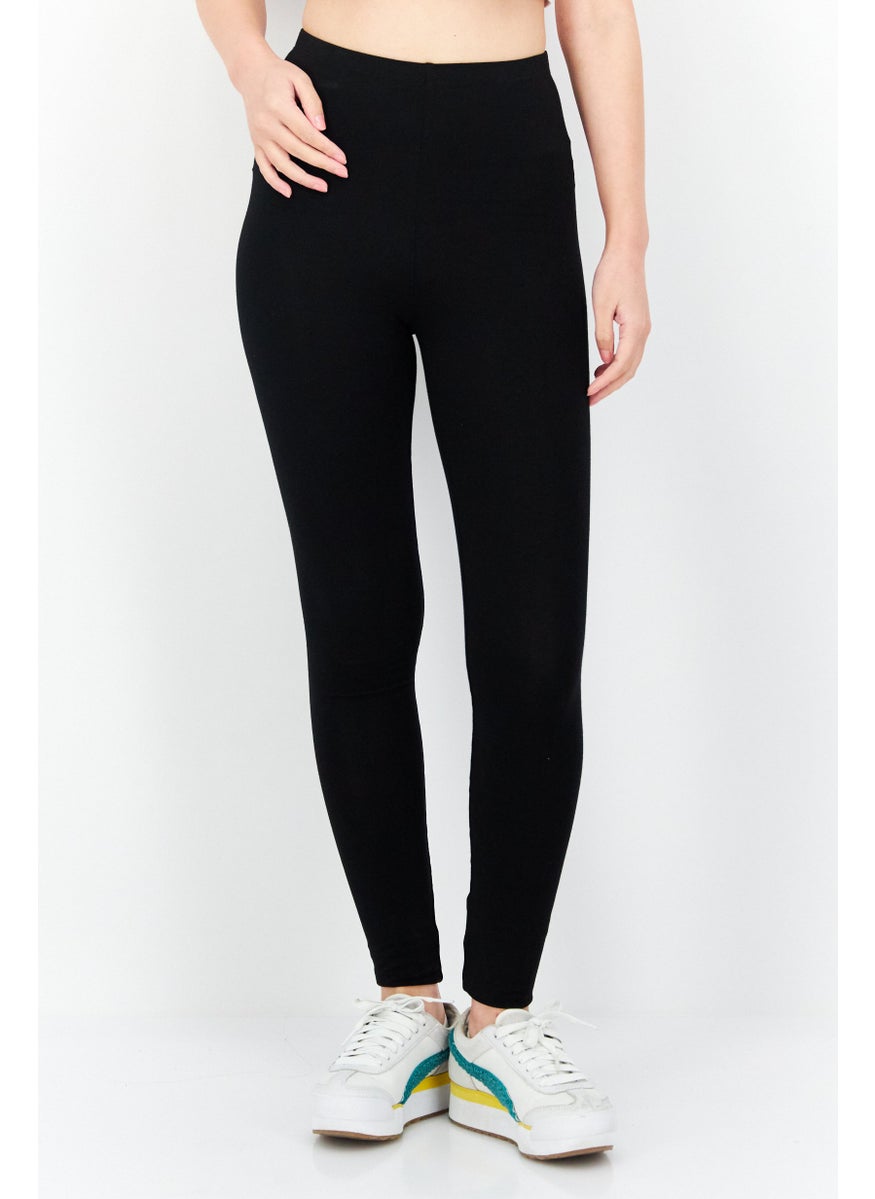 EILEEN FISHER - Women Regular Fit Knit Ankle Leggings, Black - Image 1