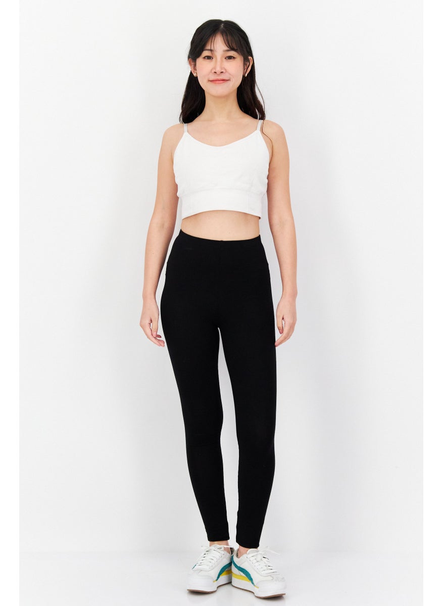 EILEEN FISHER - Women Regular Fit Knit Ankle Leggings, Black - Image 1
