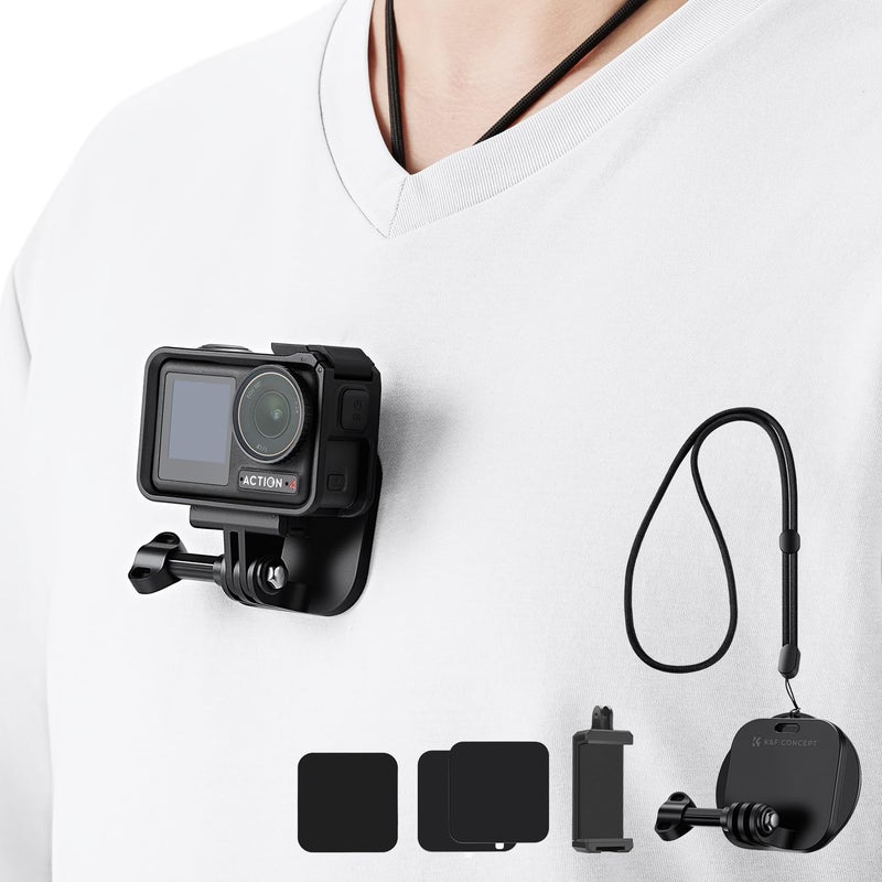 K&F Concept حامل كاميرا العمل المغناطيسي من K&F CONCEPT لصندوق GoPro Hero 13/12/11/10/9 الأسود، DJI Osmo Action 5 Pro/4/3/2 والمزيد من كاميرات العمل، حامل عنق POV مع حبال عنق قابلة للتعديل - Image 1