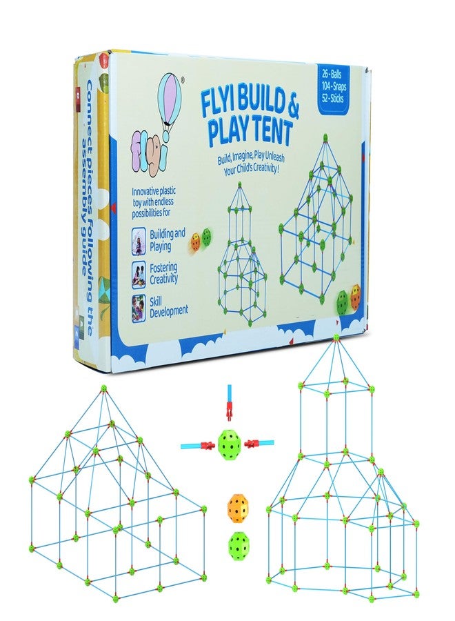FLYI Build & Play Tent Toy for Kids, DIY Toys, Build Tent Construction Toy, Building Kit for Kids, Activity Toy, Indoor & Outdoor Toys (52 Sticks, 26 Balls & 104 Snaps) - Image 1