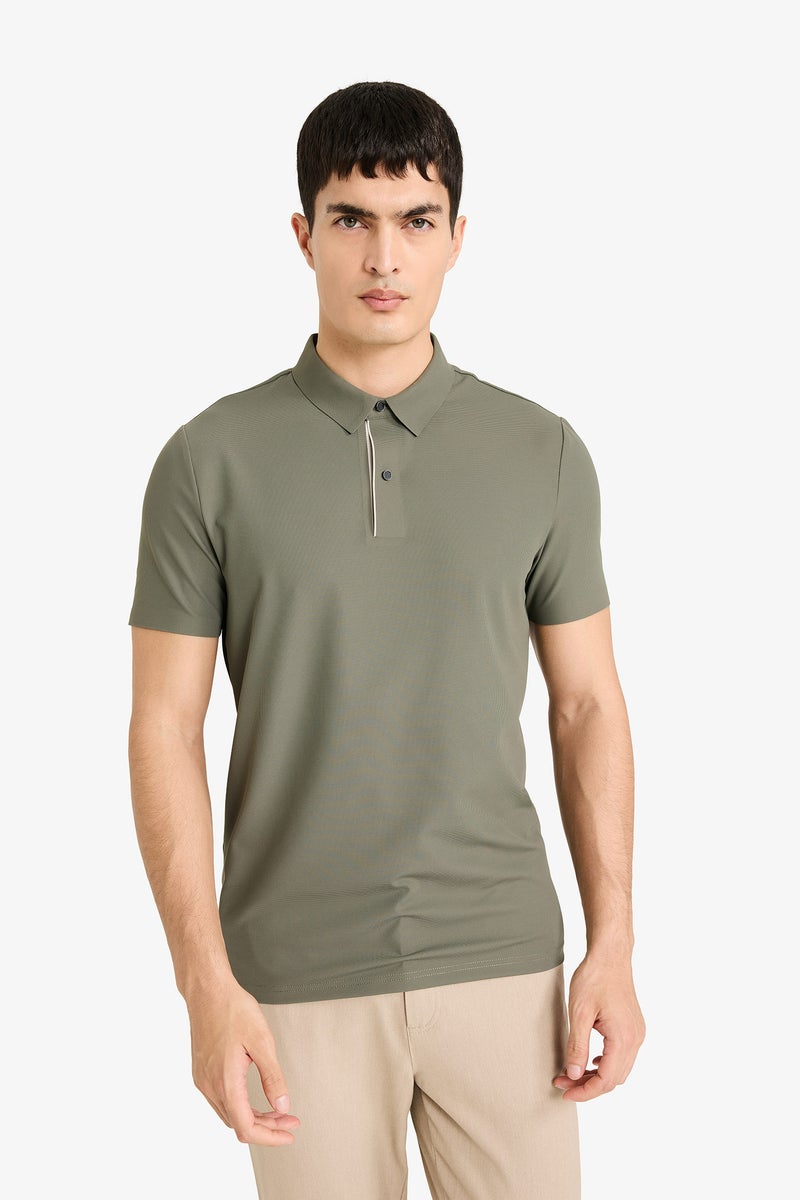 DeFacto Green Man Flexible Slim Fit Polo T-Shirt Casual - Image 3