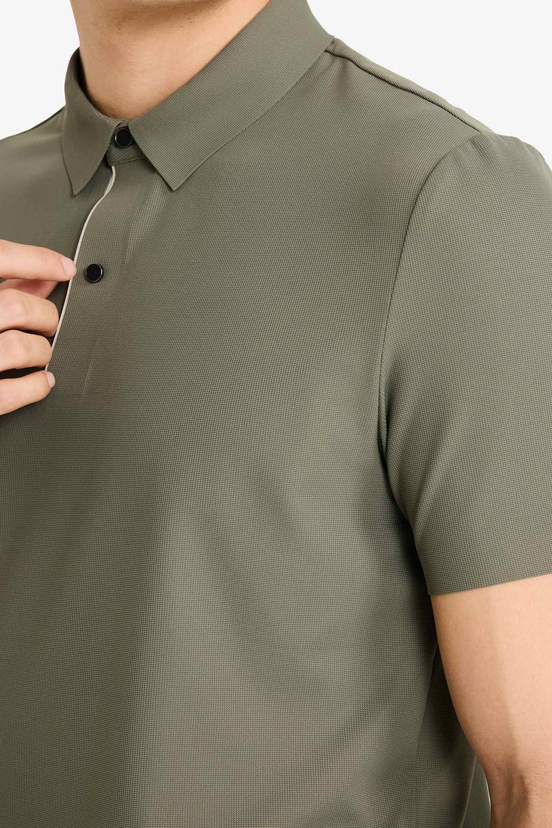 DeFacto Green Man Flexible Slim Fit Polo T-Shirt Casual - Image 4