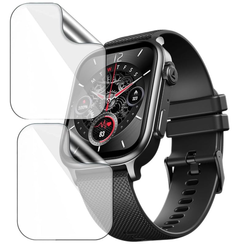 HELLOSCREEN 2-Pack | Screen Protector Guard for boAt Storm Infinity Max | 2.01 inch | Smartwatch - Flexible & Ultrathin TPU Film, 9H Scratch Resistant, Bubble Free - Not Tempered Glass - Image 1