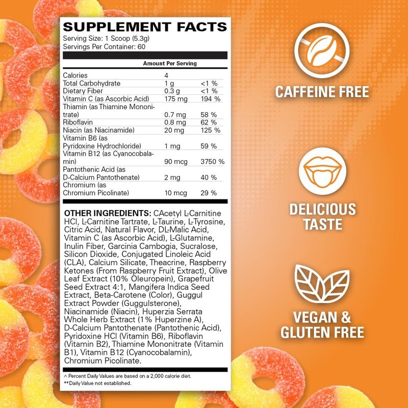 EHP Labs OxyShred Non Stimulant Pre Workout Powder  Stim Free Pre Workout Caffeine Free Preworkout for Men  Women with L Glutamine  Acetyl L Carnitine  Peach 60 Servings - Image 3