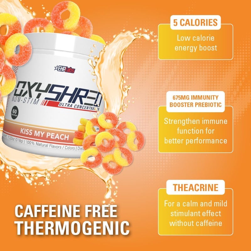 EHP Labs OxyShred Non Stimulant Pre Workout Powder  Stim Free Pre Workout Caffeine Free Preworkout for Men  Women with L Glutamine  Acetyl L Carnitine  Peach 60 Servings - Image 4