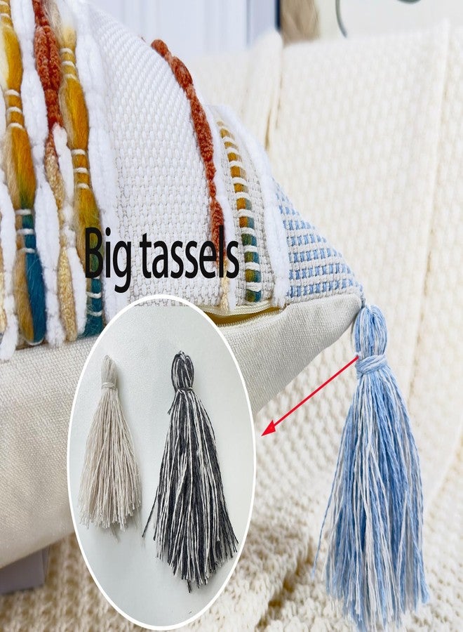 NUYECY Chenille and Cotton Long Pillow for Bed, Striped Textured Boho Lumbar Throw Pillow Cover 14x36, Neutral Accent Decorative Extra Long Body Pillow Case for Couch, Sofa, Bedroom, Light Blue - Image 5