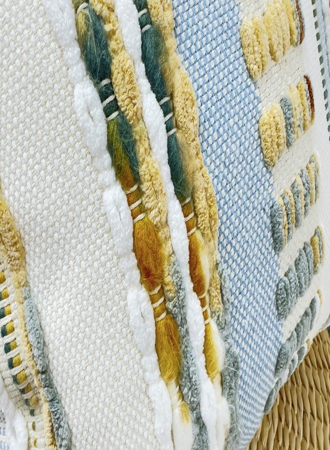 NUYECY Chenille and Cotton Long Pillow for Bed, Striped Textured Boho Lumbar Throw Pillow Cover 14x36, Neutral Accent Decorative Extra Long Body Pillow Case for Couch, Sofa, Bedroom, Light Blue - Image 4