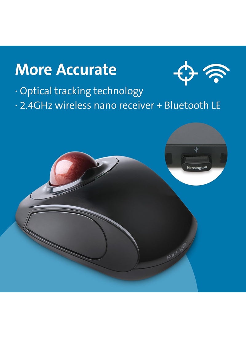 Kensington Kensington Orbit Wireless Trackball Mouse with Touch Scroll Ring K72352USBlack  - Image 2