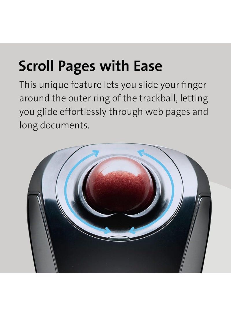 Kensington Kensington Orbit Wireless Trackball Mouse with Touch Scroll Ring K72352USBlack  - Image 3