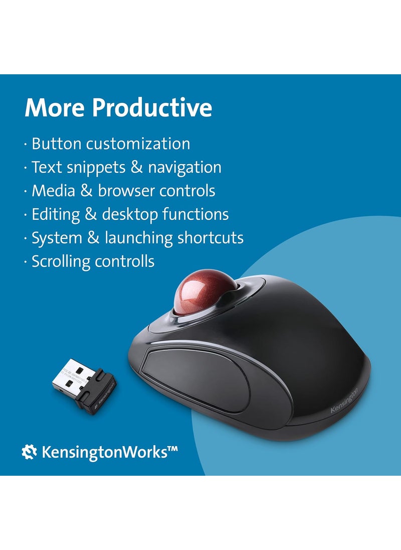 Kensington Kensington Orbit Wireless Trackball Mouse with Touch Scroll Ring K72352USBlack  - Image 4