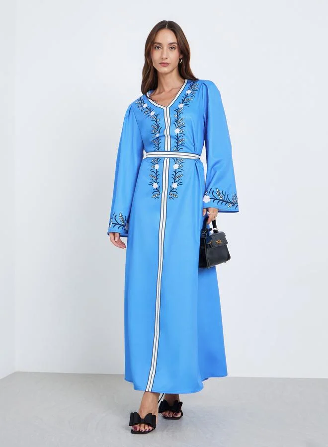 تايك تو فستان طويل بحزام وطبعة زهور