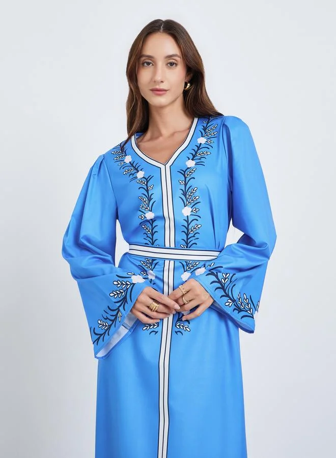 تايك تو فستان طويل بحزام وطبعة زهور