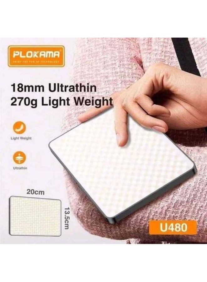 PLOKAMA U480 Professional LED Photography Light, Rechargeable, 20W, Built-in, 5000mAh, Dimmable, 2700-5700K, Suitable for Cameras - Image 5