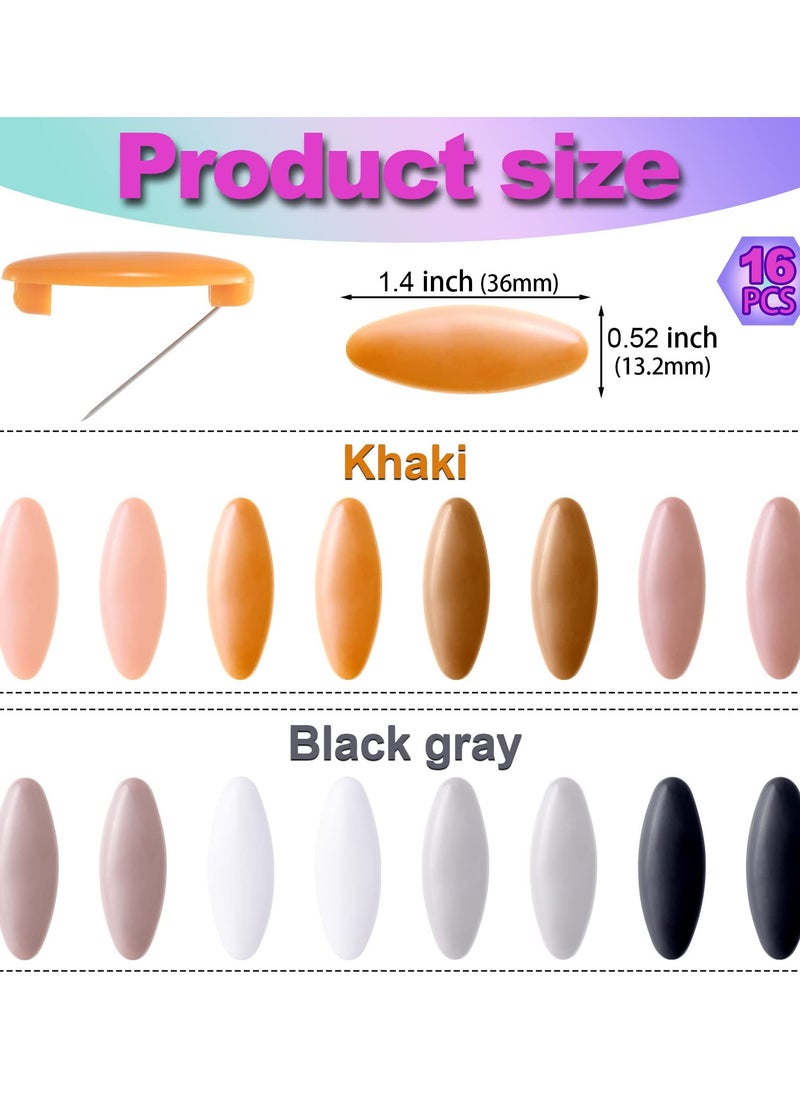 Excefore - 16Pcs Hijab Pins, 2 Boxes Assorted Scarf Safety Pins, Brooch Pins Scarf Pins Clips Safety Locking Baby Cloth Nappy Pin for Women Muslim Scarf Clothing(Khaki+Black Grey Color) - Image 1