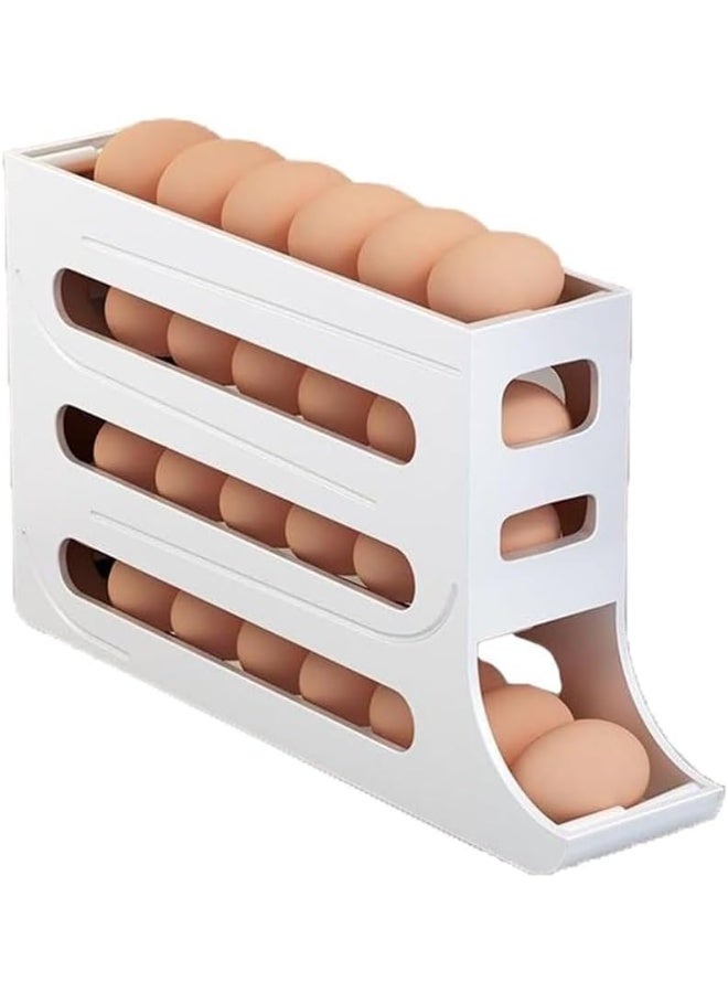 حامل بيض دوار من 4 طبقات، منظم تخزين الطعام في الثلاجة، موزع بيض دوار لتوفير المساحة، وعاء تخزين بيض لسطح المطبخ في المنزل - Image 1