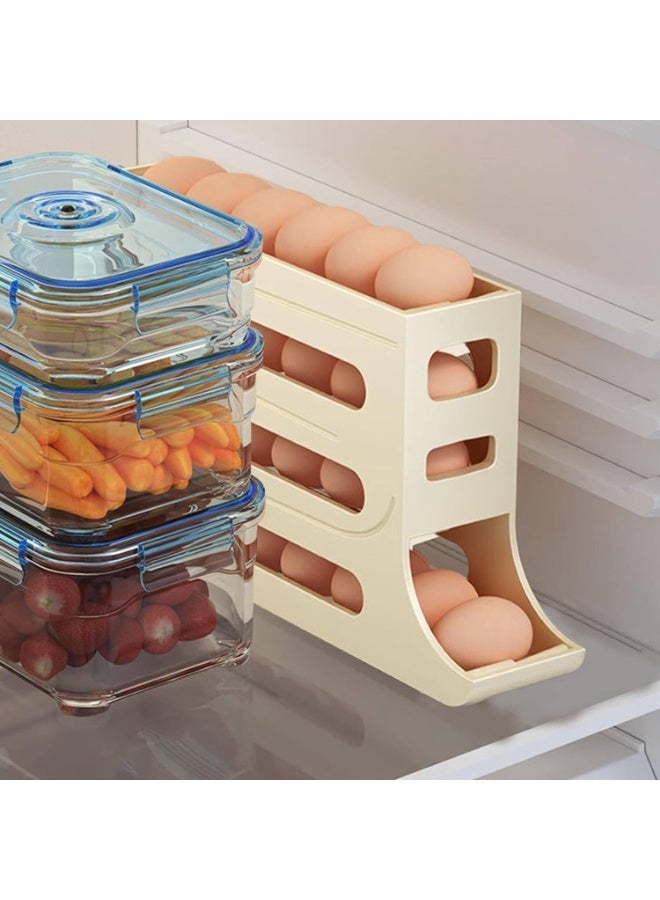 حامل بيض دوار من 4 طبقات، منظم تخزين الطعام في الثلاجة، موزع بيض دوار لتوفير المساحة، وعاء تخزين بيض لسطح المطبخ في المنزل - Image 2