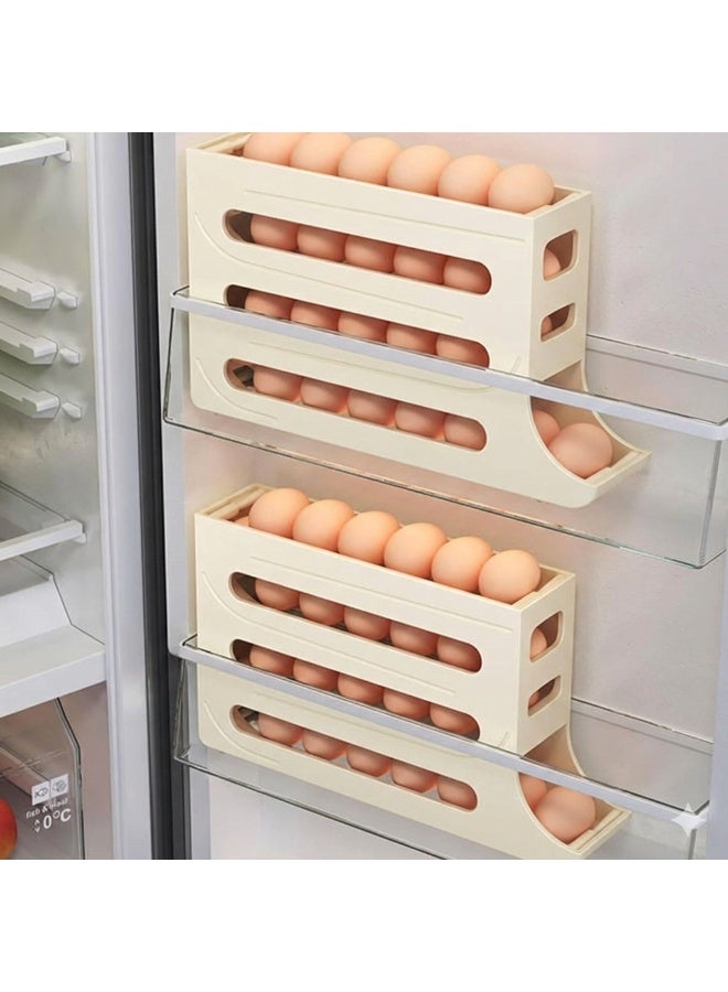 حامل بيض دوار من 4 طبقات، منظم تخزين الطعام في الثلاجة، موزع بيض دوار لتوفير المساحة، وعاء تخزين بيض لسطح المطبخ في المنزل - Image 5