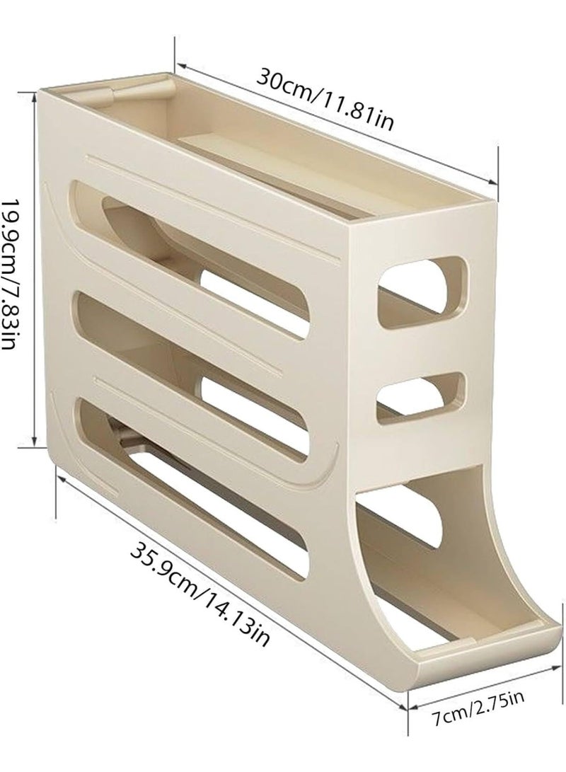 حامل بيض دوار من 4 طبقات، منظم تخزين الطعام في الثلاجة، موزع بيض دوار لتوفير المساحة، وعاء تخزين بيض لسطح المطبخ في المنزل - Image 4