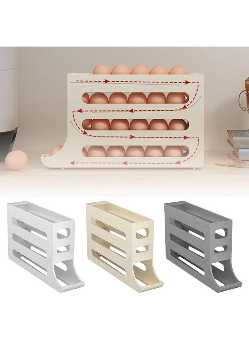 حامل بيض دوار من 4 طبقات، منظم تخزين الطعام في الثلاجة، موزع بيض دوار لتوفير المساحة، وعاء تخزين بيض لسطح المطبخ في المنزل - Image 3