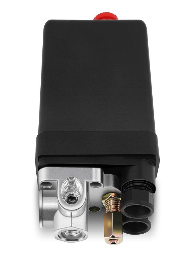 DLEIN Auto Cut Off Push Button Air Compressor Pressure Switch Control Valve 4 Way Control Valve 90-120 PSI 240V Oil-Free AIR Compressor Accessory Pressure Switch Black Female1/4'' Std BSP (KB-04-4 WAY) - Image 1