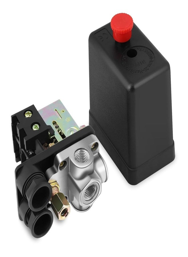 DLEIN Auto Cut Off Push Button Air Compressor Pressure Switch Control Valve 4 Way Control Valve 90-120 PSI 240V Oil-Free AIR Compressor Accessory Pressure Switch Black Female1/4'' Std BSP (KB-04-4 WAY) - Image 3