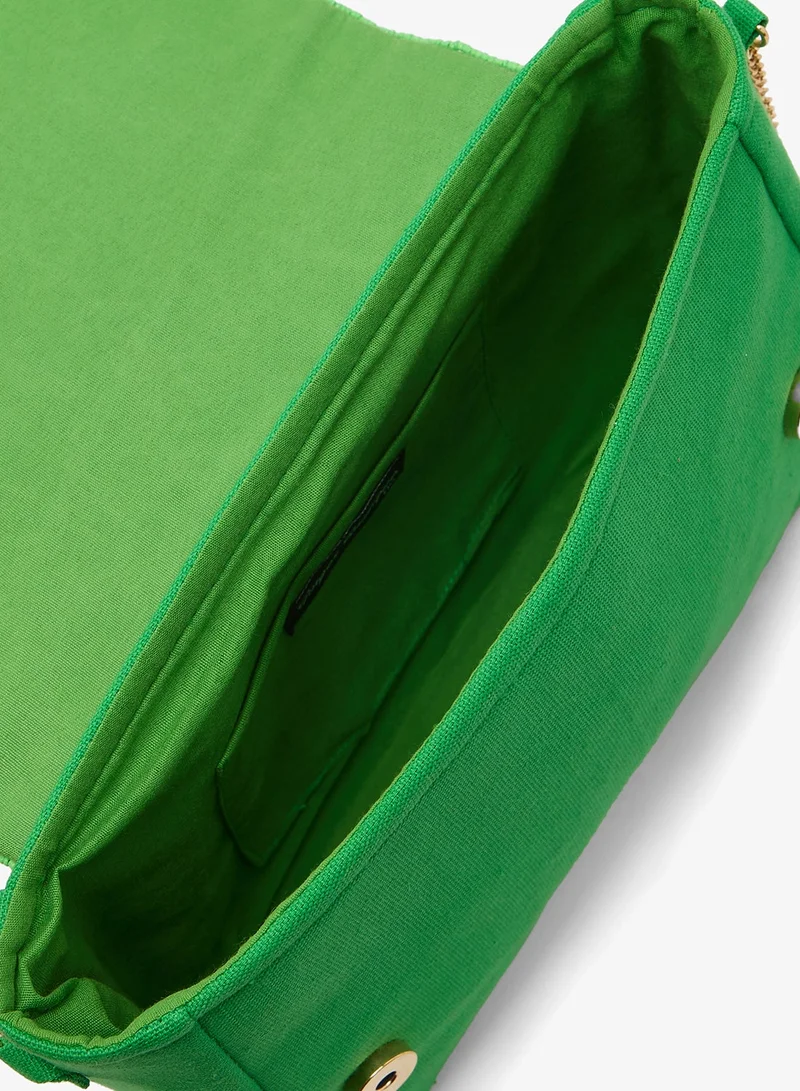 Ginger Boutique Green Embroidered Beaded Floral Crossbody With Top Handle for Women | Best Price UAE