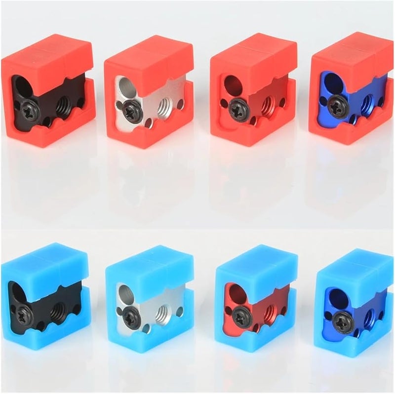 MK8 Blue Red Set Silicone Sock Aluminum Heater Block Compatible with MK7 MK8 Print Head Hotend 3D Printer Parts 1 Pcs - Image 4