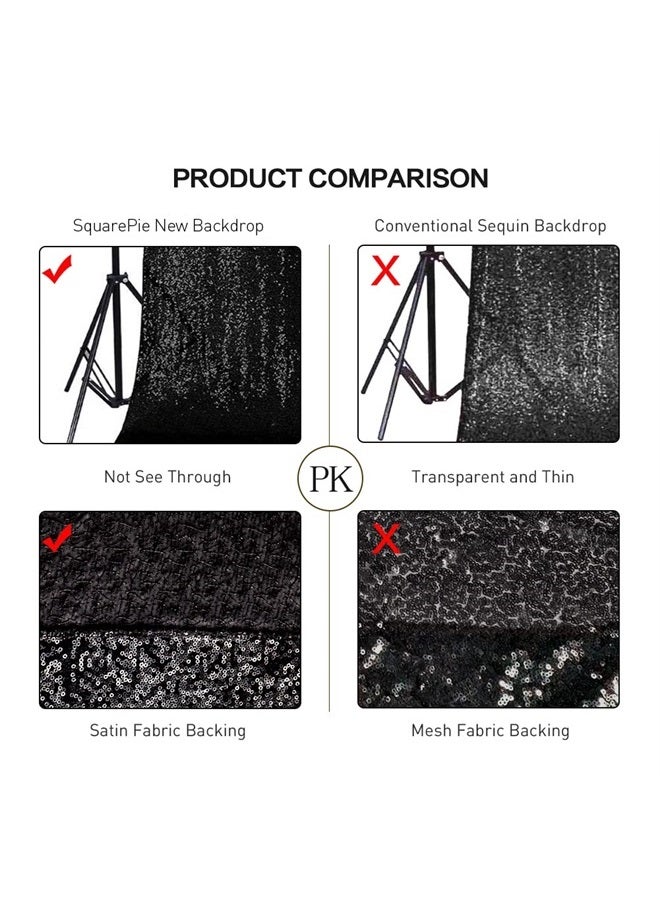 SquarePie Sequin Backdrop Curtain Non-Transparent Sparkly Background for Wedding Party 2FT x 8FT Red 2 Panel - Image 3