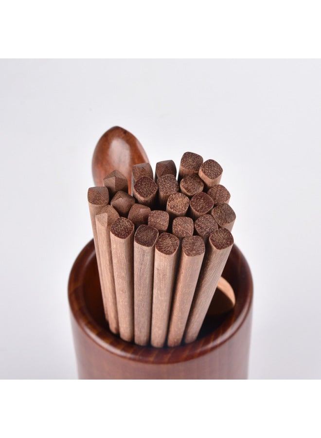 Chopsticks Household Wooden Tableware Natural Unpainted Red Sandalwood Chopsticks Solid Wood Rosewood Chopsticks Engraving LOGO-Color:25cm Mahogany Cut Mountain Top  - Image 3