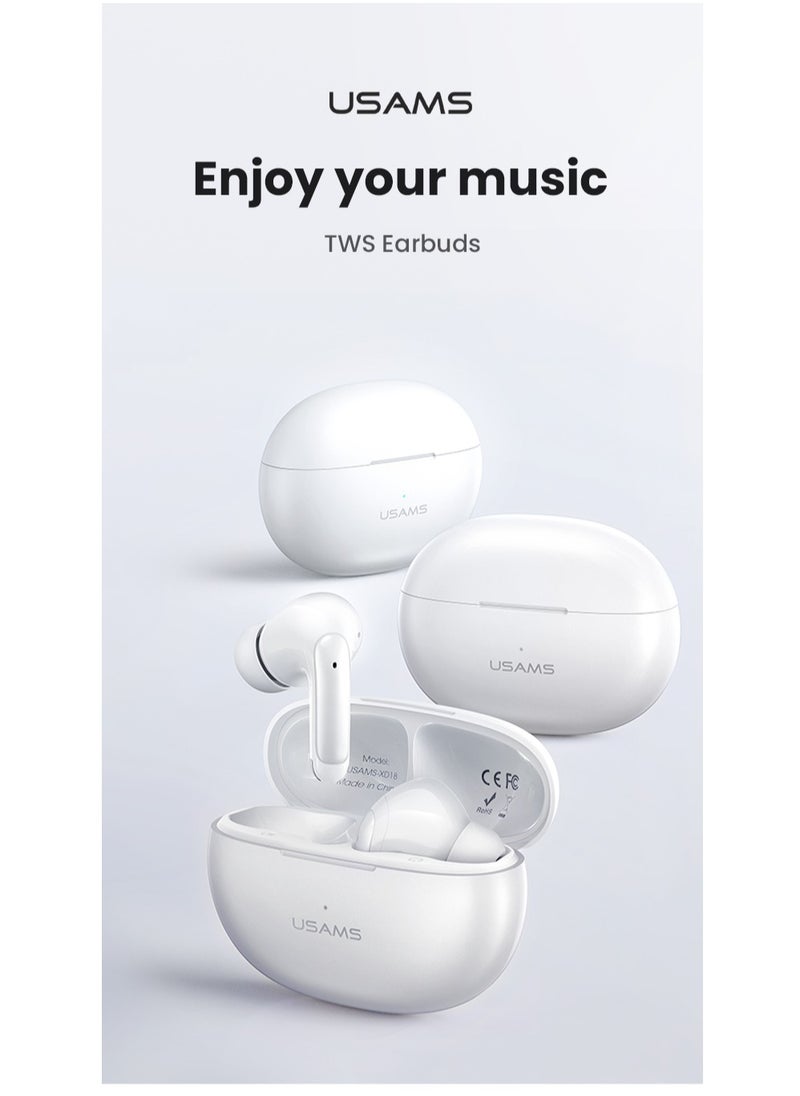 Usams - Wireless Earbuds with Dual Mic, ENC Noise Cancellation, Bluetooth 5.3, 50H Battery Life, 13mm HD Speaker, Deep Bass, Smart Touch Control - Image 1