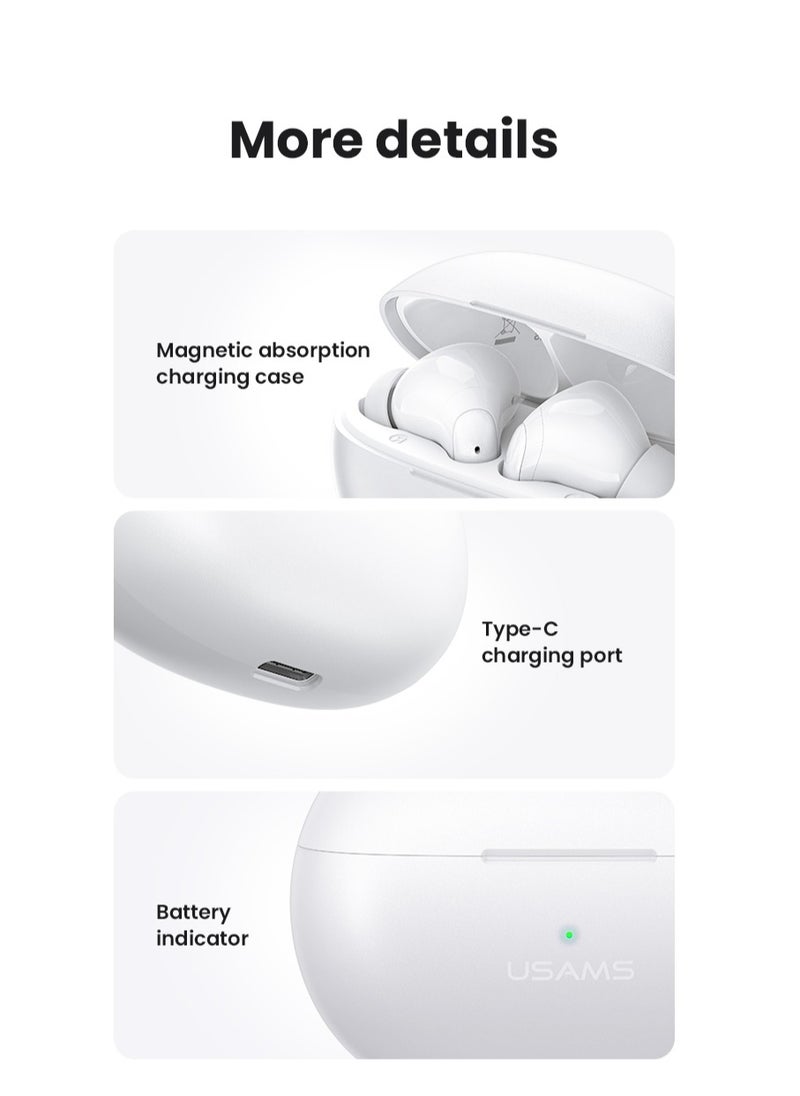 Usams - Wireless Earbuds with Dual Mic, ENC Noise Cancellation, Bluetooth 5.3, 50H Battery Life, 13mm HD Speaker, Deep Bass, Smart Touch Control - Image 1